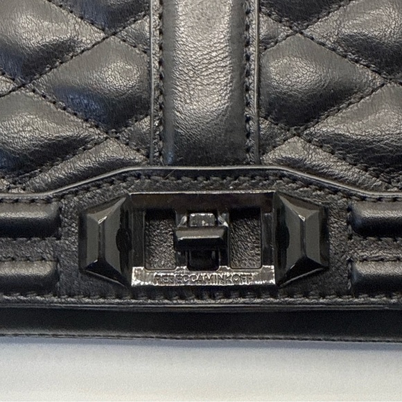 Rebecca Minkoff quilted love crossbody black leather chain strap flap bag - Picture 2 of 10